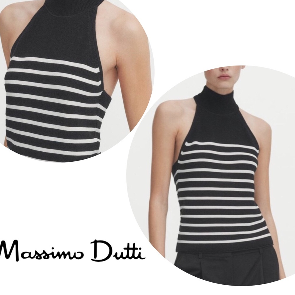 Massimo Dutti Striped Halter Top